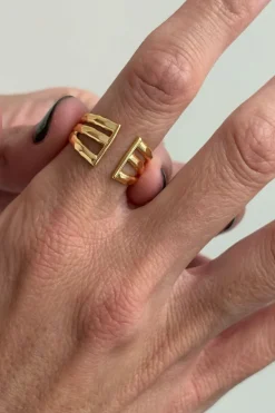 Cristina Oria Joyas Co|Joyas Co^Anillo Dorado Ajustable Con Diseño De Tres Argollas