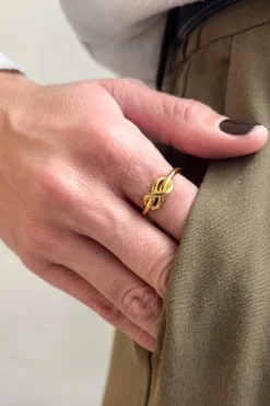 Cristina Oria Joyas Co|Joyas Co^Anillo Dorado Ajustable Con Diseño Infinito