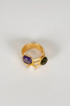 Cristina Oria Joyas Co|Joyas Co^Anillo Dorado Con Piedras De Colores