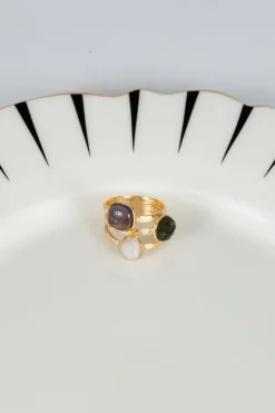 Cristina Oria Joyas Co|Joyas Co^Anillo Dorado Con Piedras De Colores