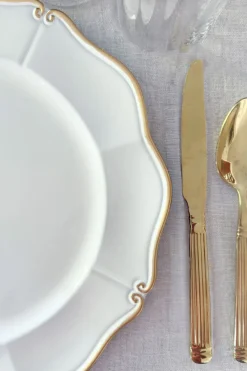 Cristina Oria Platos Y Bajoplatos^Bajoplato Blanco Con Borde Dorado