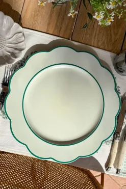 Cristina Oria Platos Y Bajoplatos^Bajoplato Blanco Con Borde Ondulado Verde