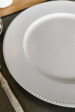 Cristina Oria Platos Y Bajoplatos^Bajoplato Gris Claro Con Relieve De Bolitas En El Borde