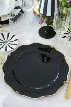 Cristina Oria Platos Y Bajoplatos^Bajoplato Negro Con Borde Dorado