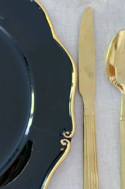 Cristina Oria Platos Y Bajoplatos^Bajoplato Negro Con Borde Dorado