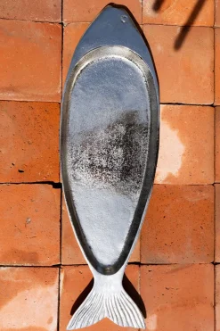 Cristina Oria Bandejas^Bandeja Alargada Plateada Diseño Pez