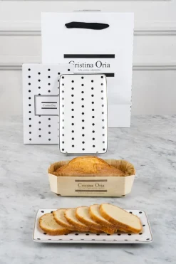Cristina Oria Cajas Y Bolsas Gourmet|Cajas Y Bolsas Gourmet^Bandeja Blanca y Negra & Bizcocho en Bolsa