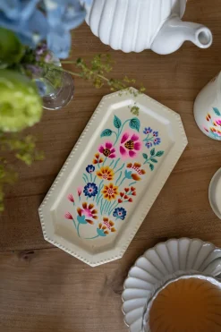 Cristina Oria Cajas Y Bolsas Gourmet|Cajas Y Bolsas Gourmet^Bandeja Con Flores Pintadas & Bizcocho En Bolsa