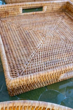 Cristina Oria Bandejas^Bandeja Cuadrada De Ratán Con Asas