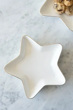 Cristina Oria Bandejas^Bandeja De Cerámica Con Borde Dorado Diseño Estrella