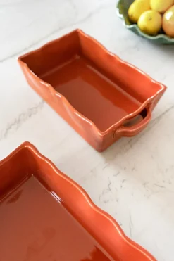 Cristina Oria Bandejas^Bandeja Horno Con Borde Ondulado Terracota