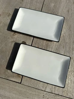 Cristina Oria Bandejas^Bandeja Mediana De Porcelana Blanca Con Filo Negro