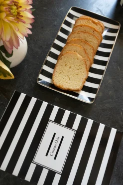 Cristina Oria Bandejas^Bandeja Negra Y Blanca Con Diseño De Rayas