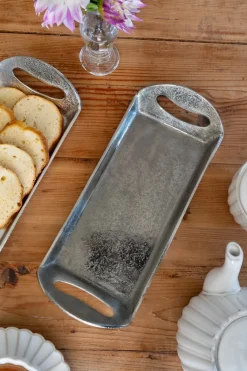 Cristina Oria Bandejas^Bandeja Rectangular Con Asas Plateada Pequeña