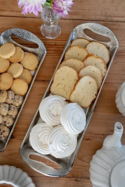 Cristina Oria Bandejas^Bandeja Rectangular Con Asas Plateada Mediana