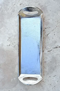 Cristina Oria Bandejas^Bandeja Rectangular Con Asas Plateada Mediana