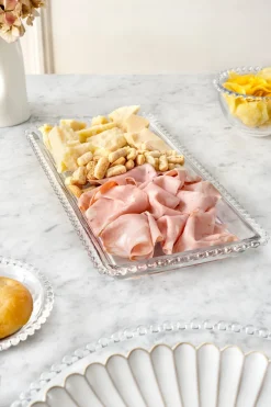 Cristina Oria Bandejas^Bandeja Rectangular Cristal Bolitas Grande