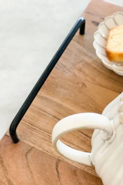 Cristina Oria Bandejas^Bandeja Rectangular De Madera Con Asas Negras