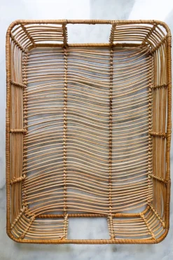 Cristina Oria Bandejas^Bandeja Rectangular De Ratán Y Metal