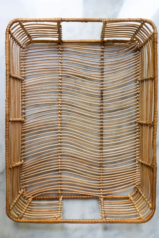 Cristina Oria Bandejas^Bandeja Rectangular De Ratán Y Metal