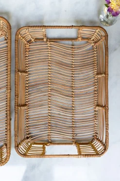 Cristina Oria Bandejas^Bandeja Rectangular De Ratán Y Metal