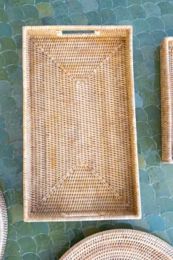 Cristina Oria Bandejas^Bandeja Rectangular De Ratán Con Asas