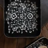 Cristina Oria Bandejas^Bandeja Rectangular Negra Con Flores Blancas Pintadas