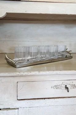 Cristina Oria Bandejas^Bandeja Rectangular Plateada Con Asas Cuernos Ciervo