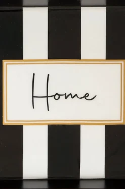 Cristina Oria Bandejas^Bandeja Rectangular Rayas Blancas Y Negras Con Mensaje 