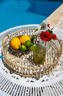 Cristina Oria Bandejas^Bandeja Redonda Con Asas De Bambú