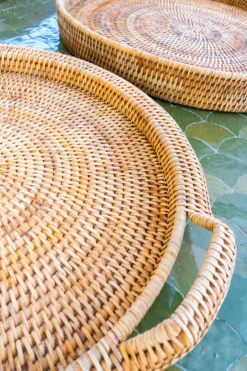 Cristina Oria Bandejas^Bandeja Redonda De Ratán Con Asas