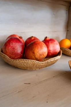 Cristina Oria Bandejas^Bandeja Redonda De Ratán Con Diseño Flor