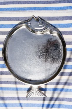 Cristina Oria Bandejas^Bandeja Redonda Plateada Diseño Pez