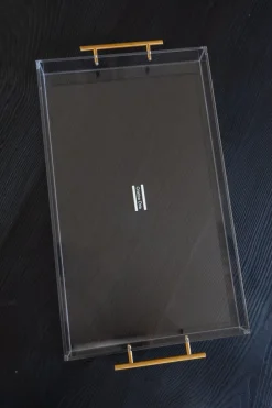 Cristina Oria Bandejas^Bandeja Transparente Con Asas Doradas