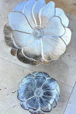 Cristina Oria Accesorios De Mesa^Base Con Diseño De Flor Plateada Grande