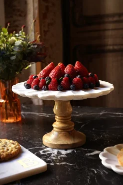 Cristina Oria Accesorios De Mesa^Base De Mármol Con Diseño De Flor Blanca Grande