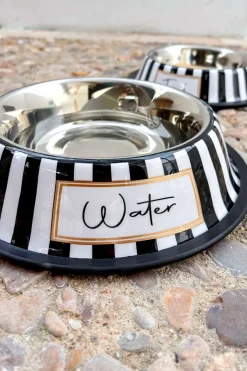 Cristina Oria Accesorios Para Mascotas^Bebedero Para Mascotas Pintado A Mano Blanco Y Negro