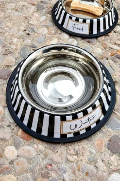 Cristina Oria Accesorios Para Mascotas^Bebedero Para Mascotas Pintado A Mano Blanco Y Negro