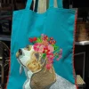 Cristina Oria Bolsos, Bolsas Y Neceseres|Otros Textil^Bolsa Bordada A Mano Con Diseño De Perro Azul