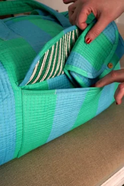 Cristina Oria Bolsos, Bolsas Y Neceseres|Otros Textil^Bolsa De Viaje Rayas Azules Y Verdes