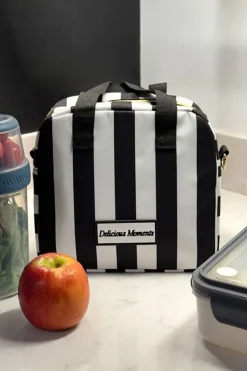 Cristina Oria Bolsos, Bolsas Y Neceseres|Otros Textil^Bolsa Isotérmica Blanca Y Negra Con Mensaje “Delicious Moments”