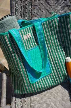 Cristina Oria Bolsos, Bolsas Y Neceseres|Otros Textil^Bolsa Rayas Azules Y Verdes