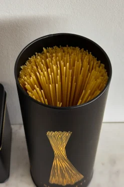 Cristina Oria Almacenaje^Bote Metálico Negro Con Ilustración Dorada Para Espaguetis