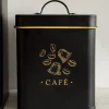 Cristina Oria Almacenaje^Bote Metálico Negro Con Ilustración Dorada Para Café