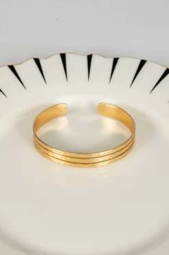 Cristina Oria Joyas Co|Joyas Co^Brazalete Dorado Ajustable Con Diseño De Tres Argollas