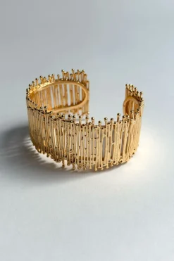 Cristina Oria Joyas Co|Joyas Co^Brazalete Dorado Ajustable Con Diseño Irregular