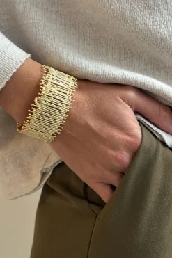Cristina Oria Joyas Co|Joyas Co^Brazalete Dorado Ajustable Con Diseño Irregular
