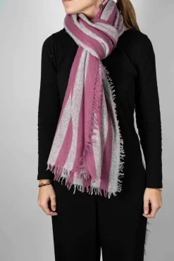 Cristina Oria Bufandas Y Pashminas^Bufanda De Cashmere Con Diseño De Rayas Rosas