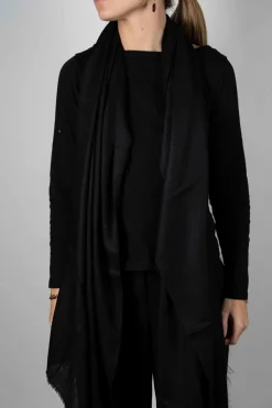 Cristina Oria Bufandas Y Pashminas^Bufanda De Lana Y Seda Negra