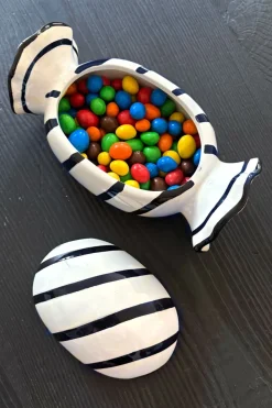 Cristina Oria Almacenaje|Piezas Decorativas^Caja Con Diseño De Caramelo Blanco Y Negro
